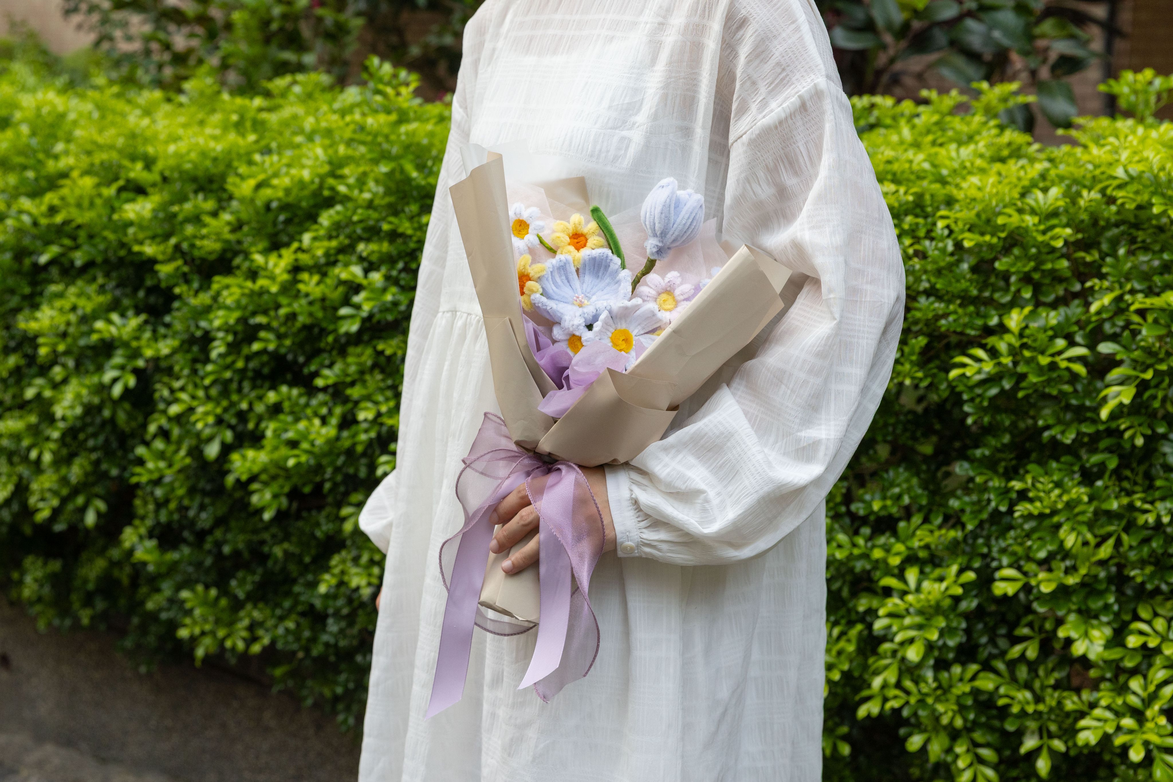 🌸晨露花語 手工毛根花束🛍️附提袋