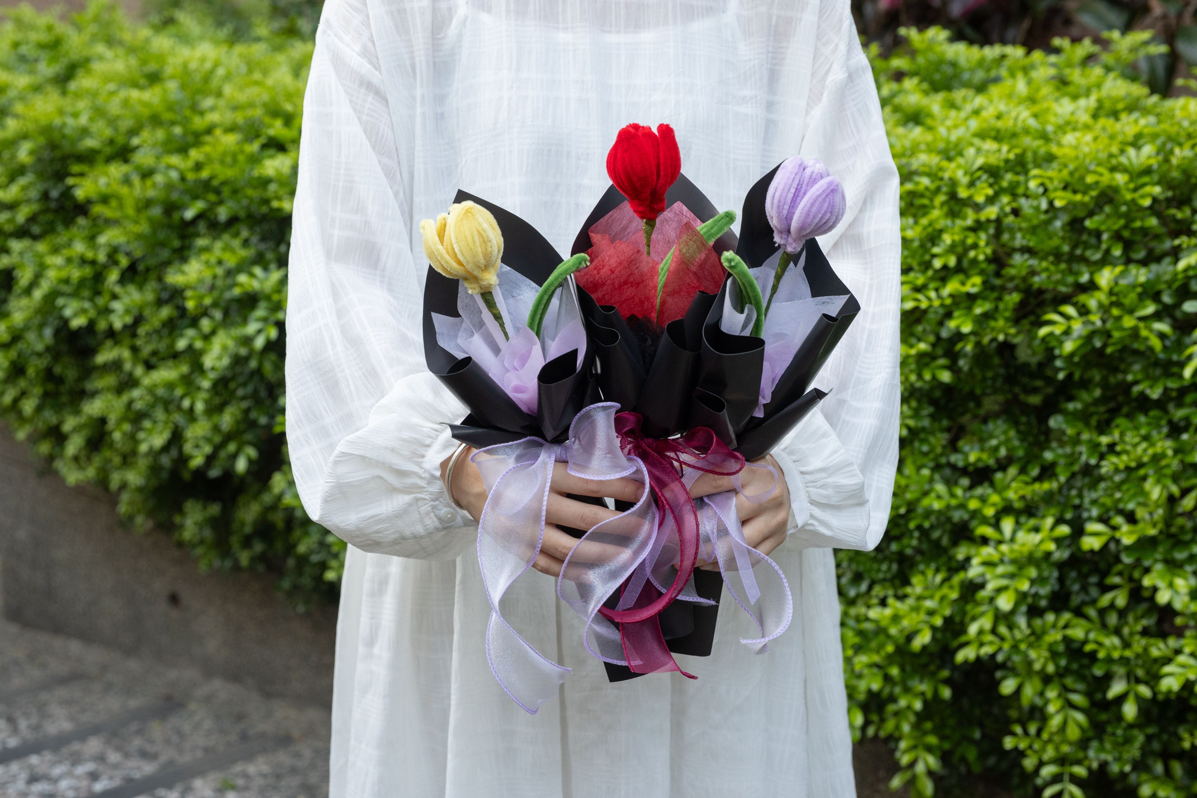 情人節首選！鬱金香 手工毛根花束  暗色系華麗款（可加購串串燈泡）