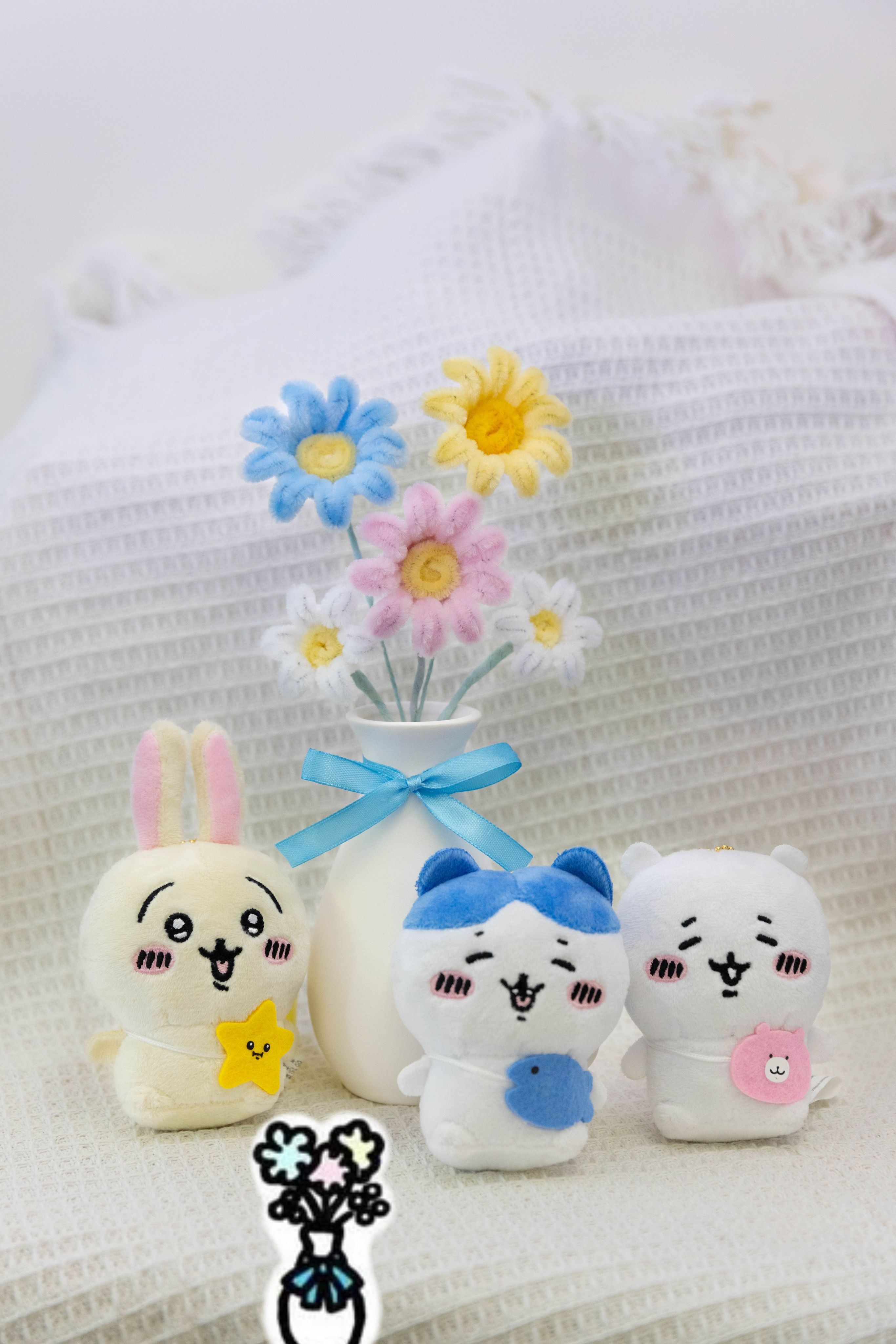 藍絲帶回憶瓶 附贈親手綁上的藍絲帶🎀 手工毛根花束 🛍️附提袋