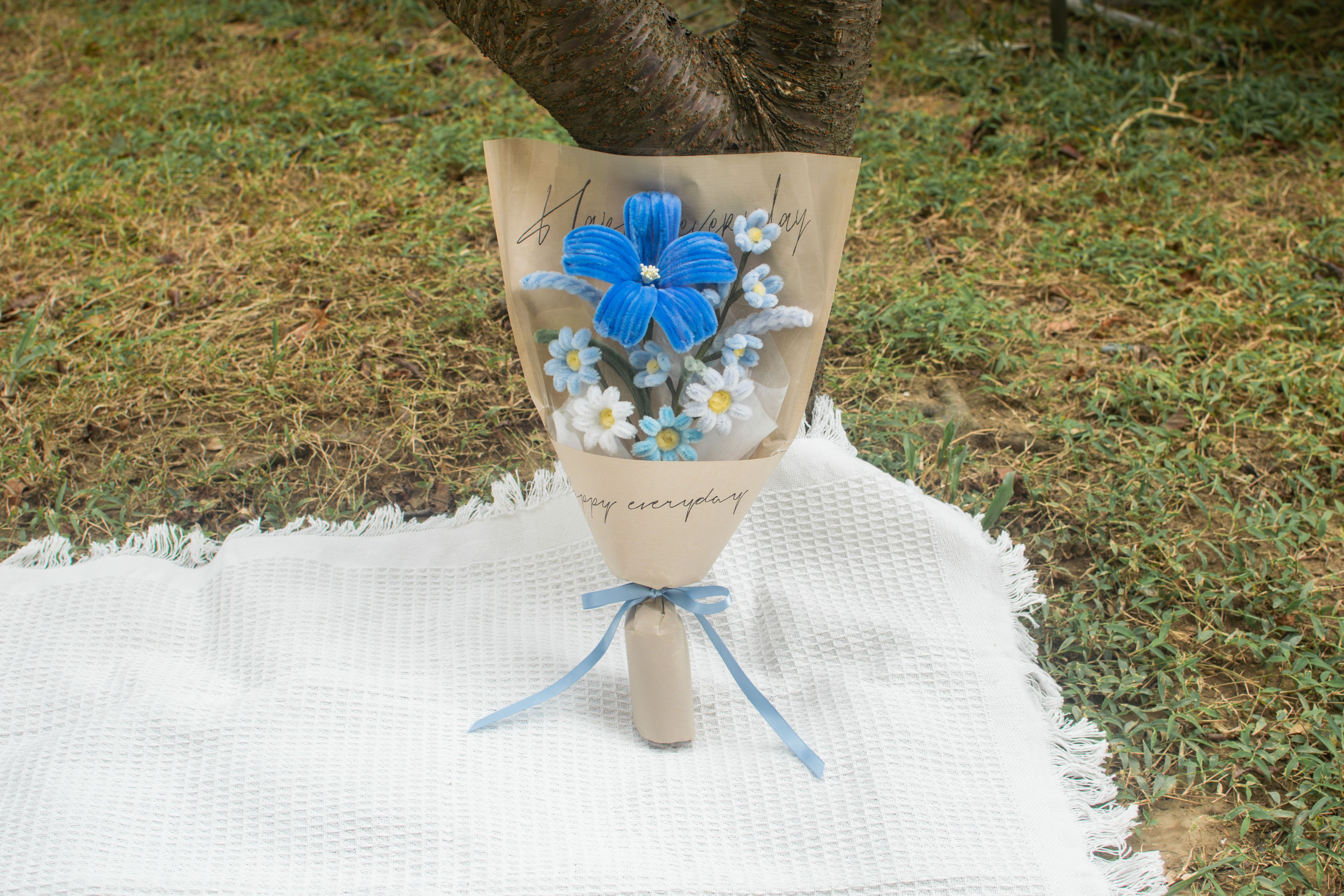 藍海記憶 手工毛根花束