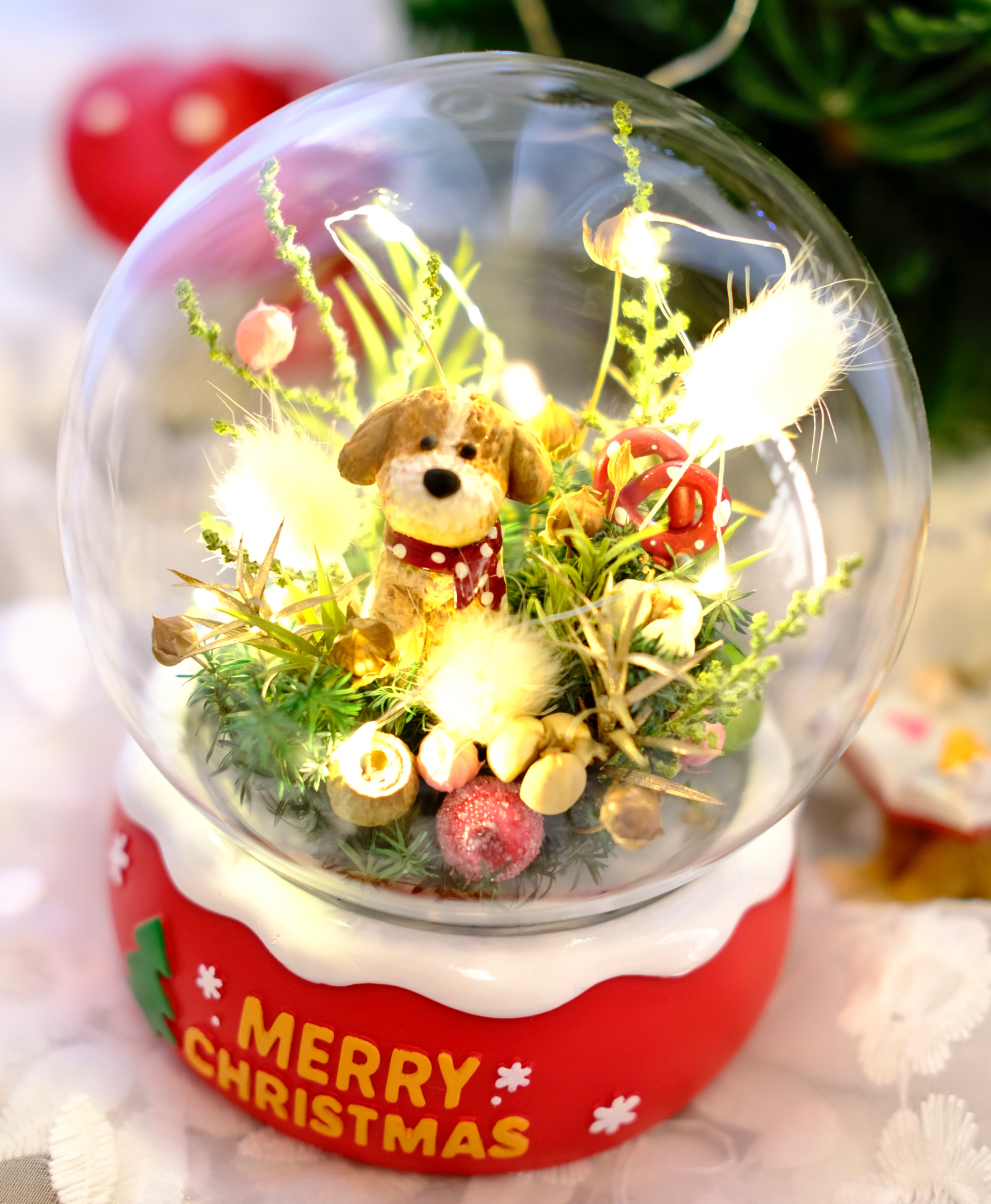 材料包賣場～聖誕狗狗水晶球材料包 附卡片