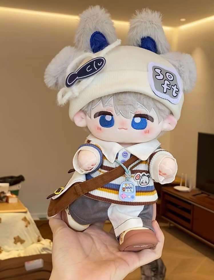 正版水母家-20cm裸娃有骨架 兔兔星（有耳尾）  貓貓黎（有耳）