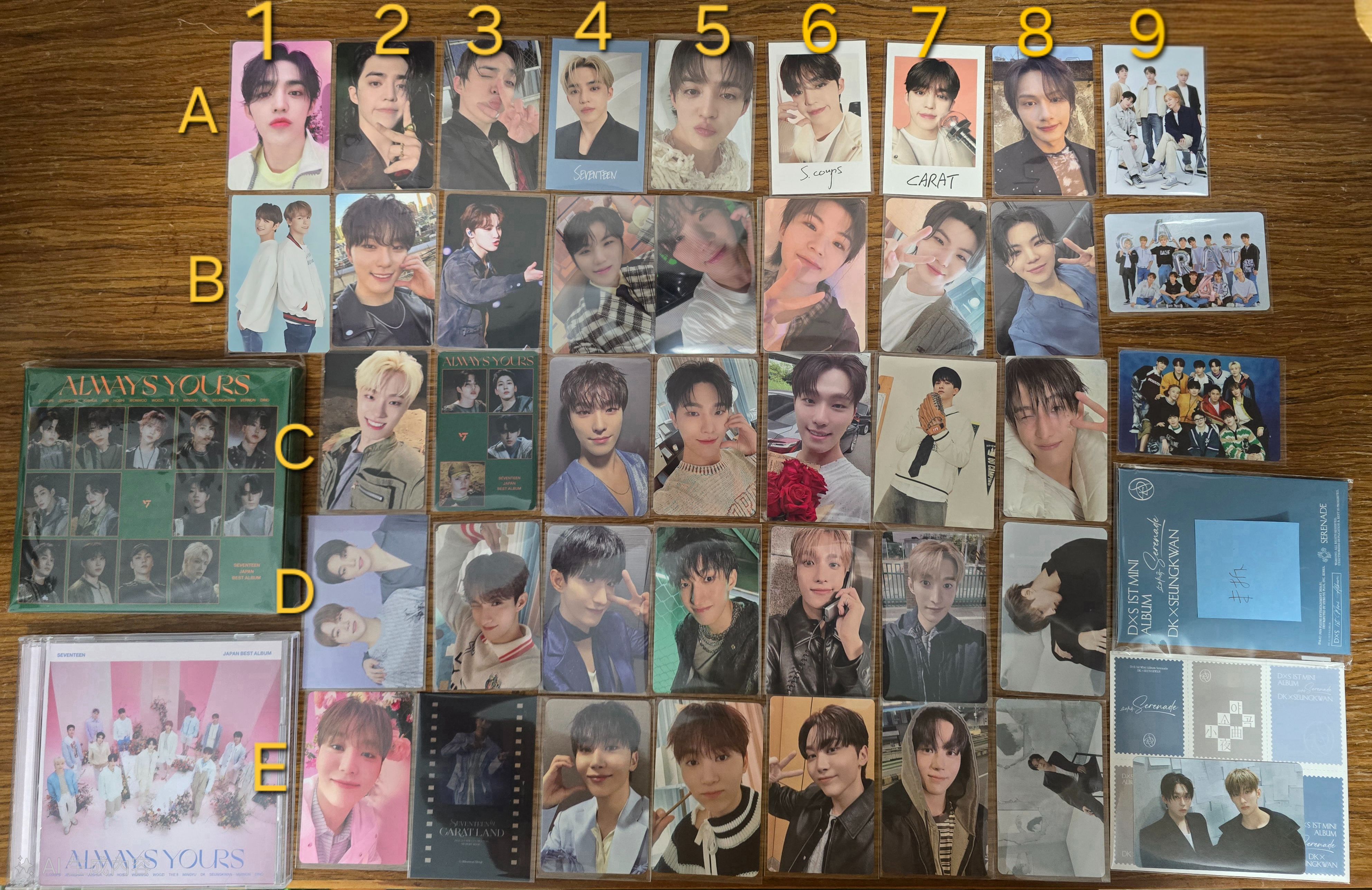 喆、俊、八、率、勳、燦、碩、寛、雙人卡、分隊卡、團卡