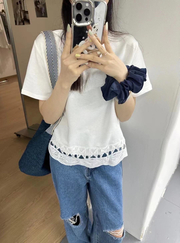 好日子GOOD DAY║6076 下拼接簍空緹花上衣