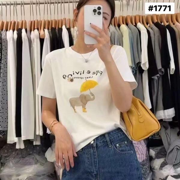 好日子GOOD DAY║1771 大象圖案字母印花棉T🐘
