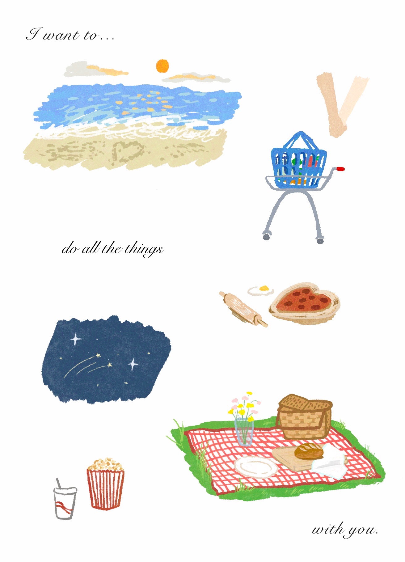 陪伴系列－想和你一起💌🤍明信片