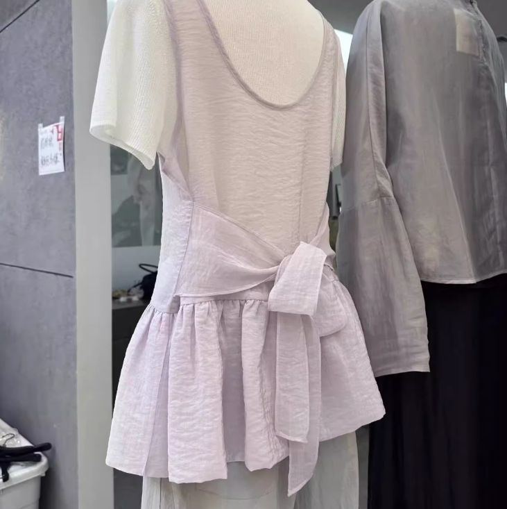 W柔美抓褶疊穿背心附髮圈3色25春0501A01