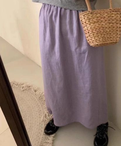 W法式油畫色彩後開岔綿綿壓紋長裙8色25春0515A05