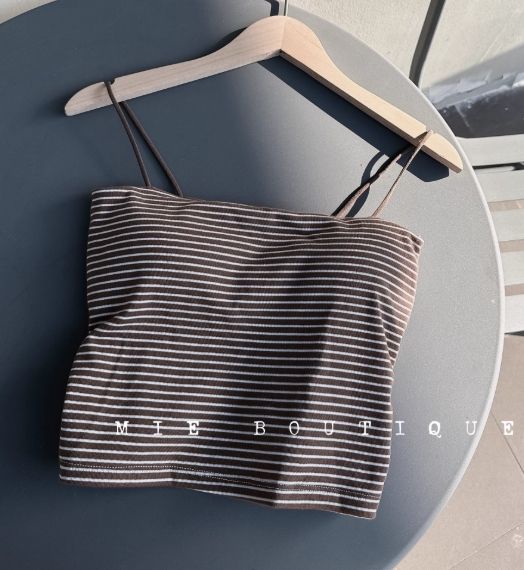 W法式美拉德條紋細肩帶胸墊背心25春0515A07☑103