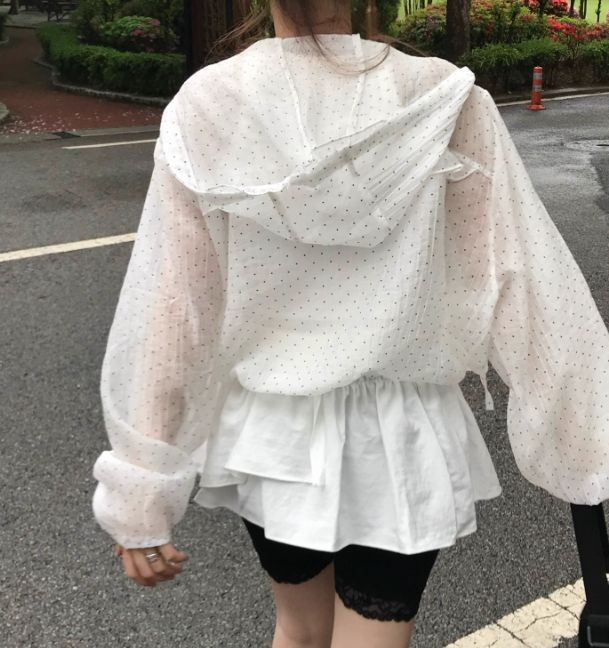 W圓點點波點連帽遮陽防曬外套*2色25春0529A08