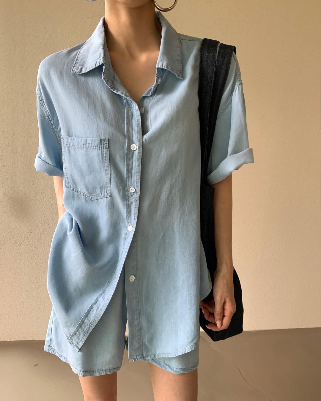 W輕鬆牛仔襯衫+牛仔短褲/套裝WINWIN穎原單代購#實拍25夏0612