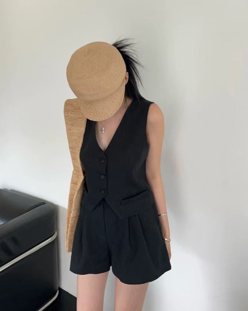 W俐落西裝背心+打折短褲/套裝*2色SM25夏0612F03