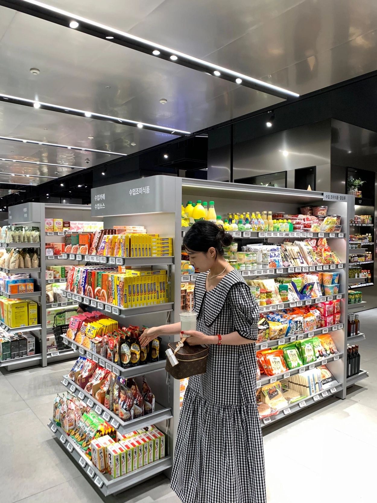 W棋盤格紋大翻領加長洋裝25夏0612F06