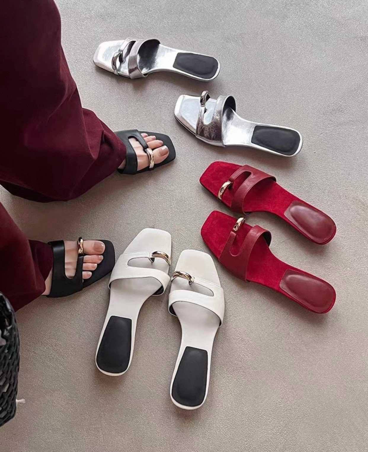 輕奢金飾套趾涼鞋拖鞋*4色36-4025夏0626F05