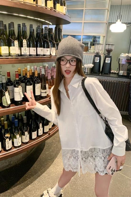 蕾絲拼接襯衫25夏0626F10