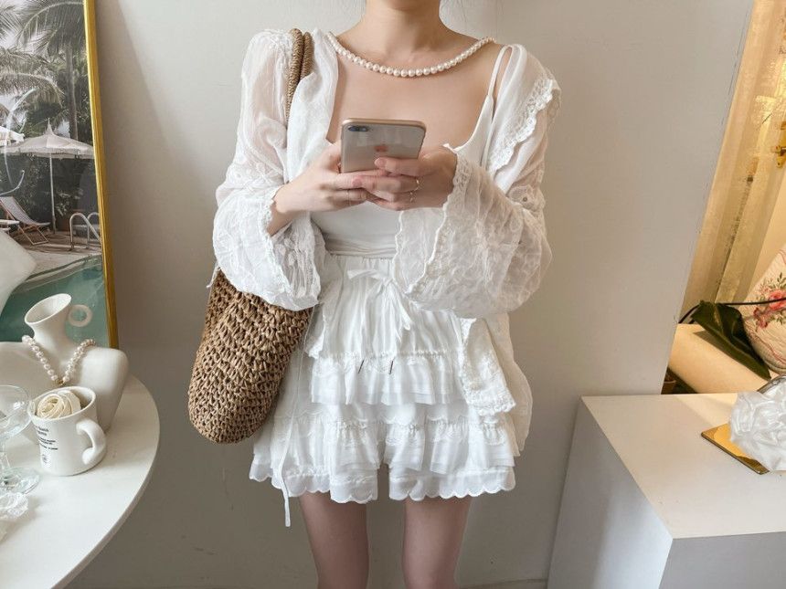 雕花蕾絲刺繡連帽外套*2色25夏0710F01