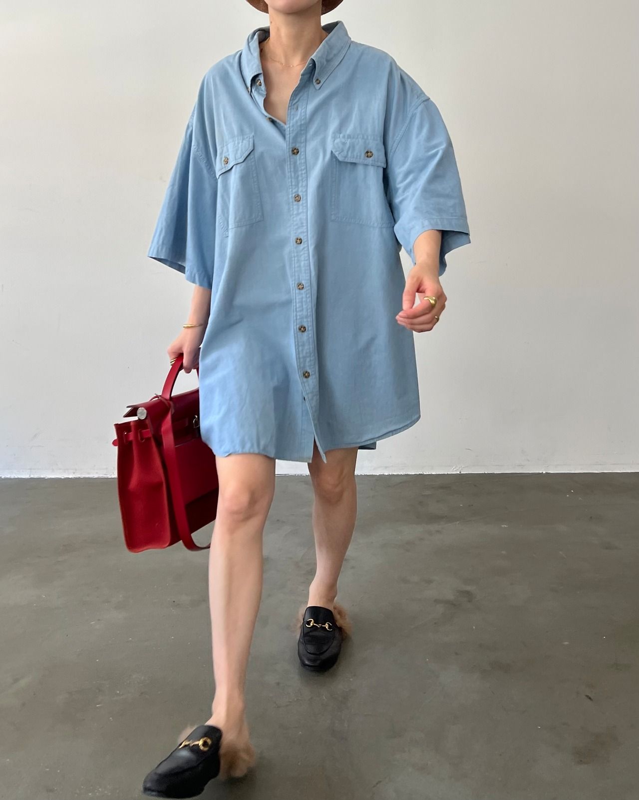 W男友剪裁OVERSIZE牛仔襯衫25夏0710F07