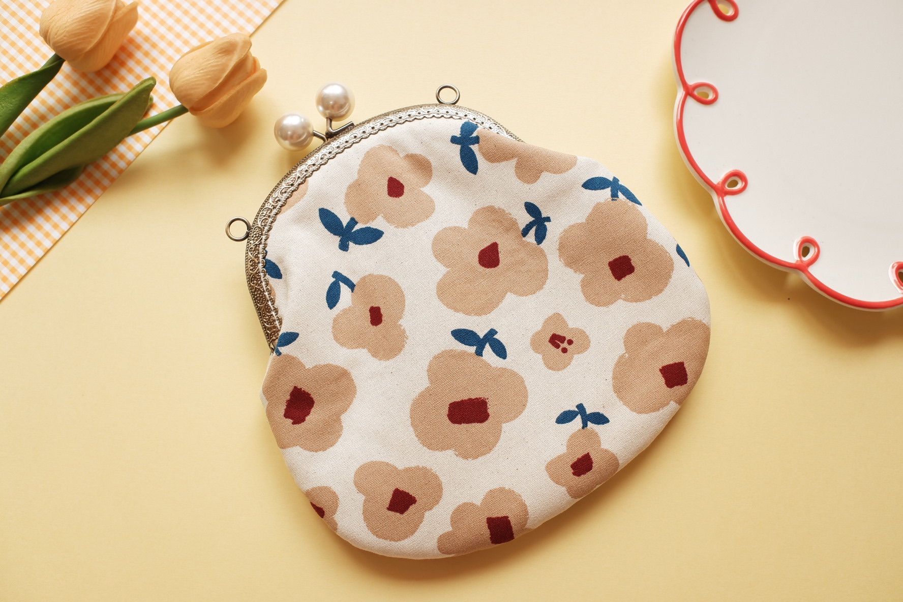 |秋天| 附斜背鏈條 珍珠色圓珠口金包 斜背包 側背包 禮物