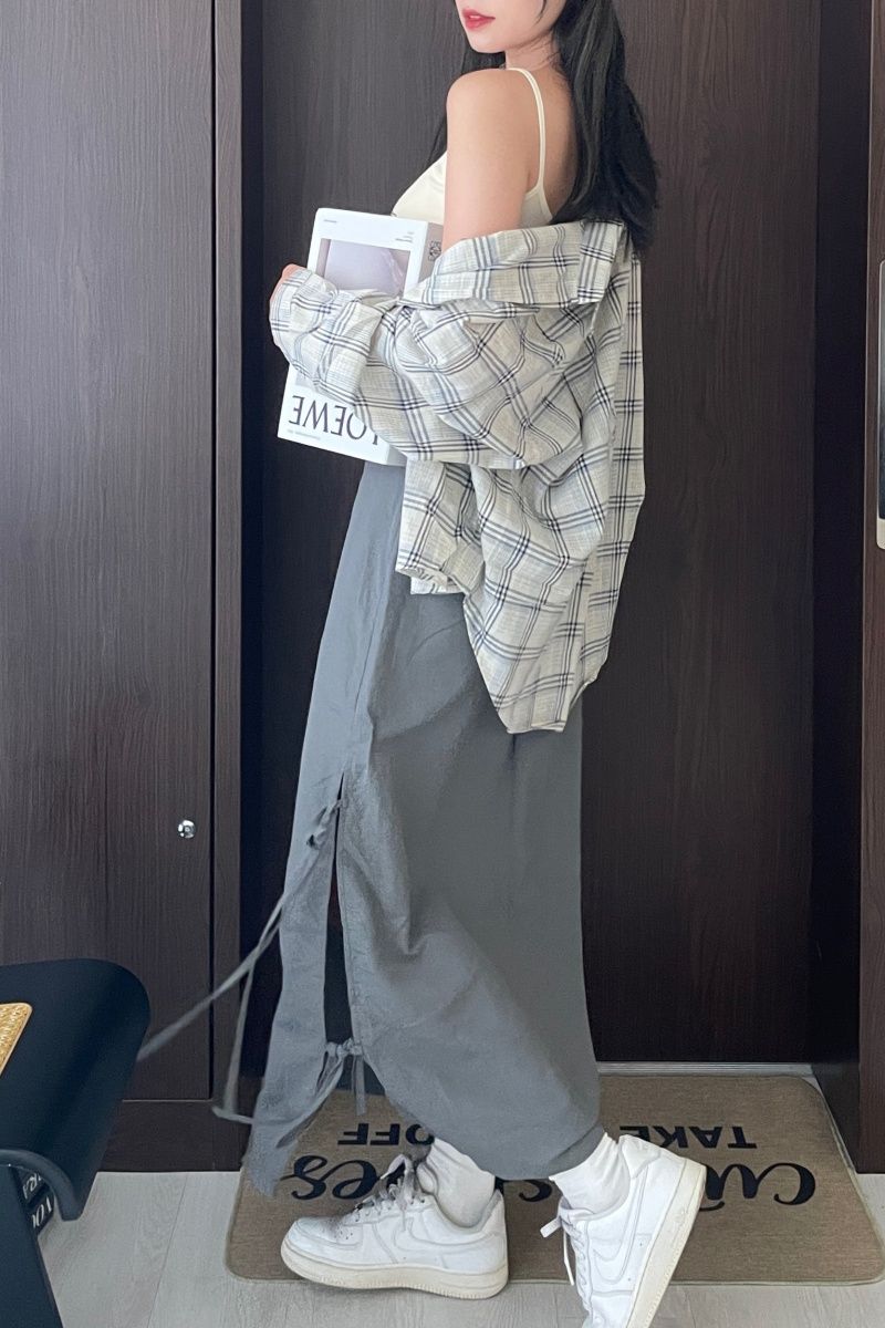 涼感側綁帶長裙
