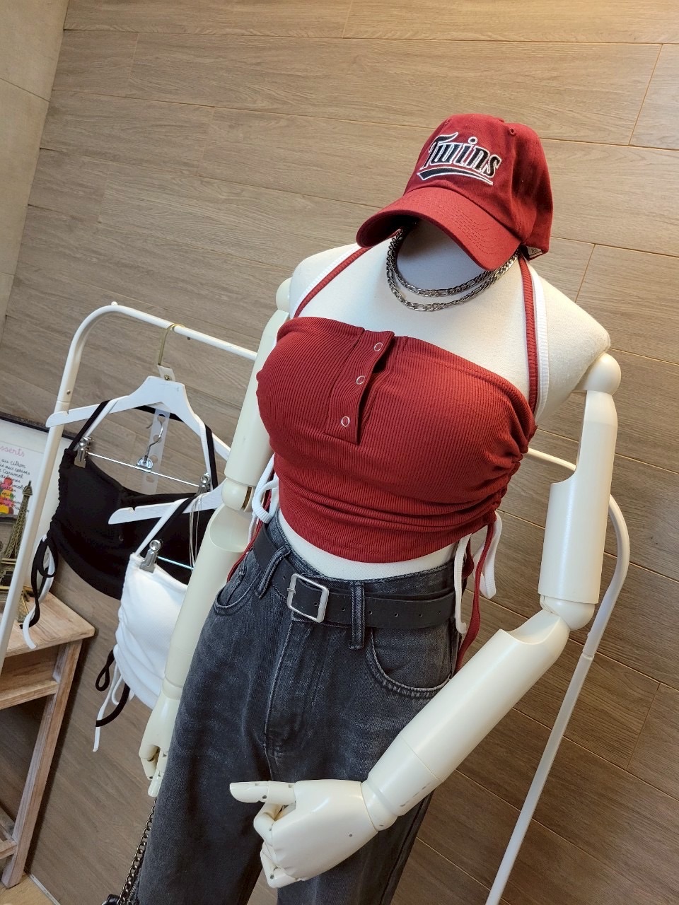 撞色綁帶辣妹背心