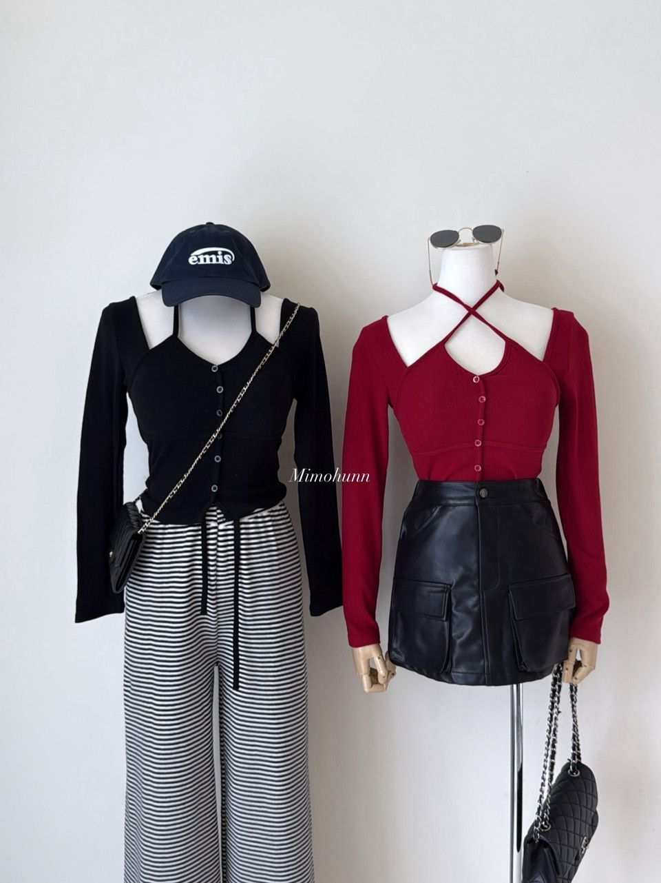 法式綁脖胸墊上衣