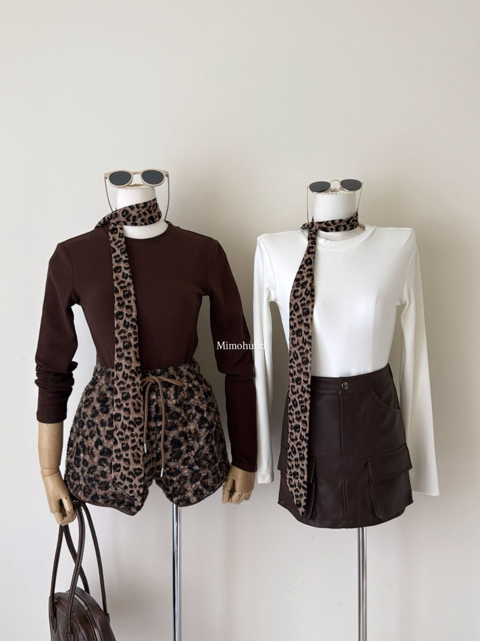 現貨💖超彈磨毛打底上衣+豹紋繞脖