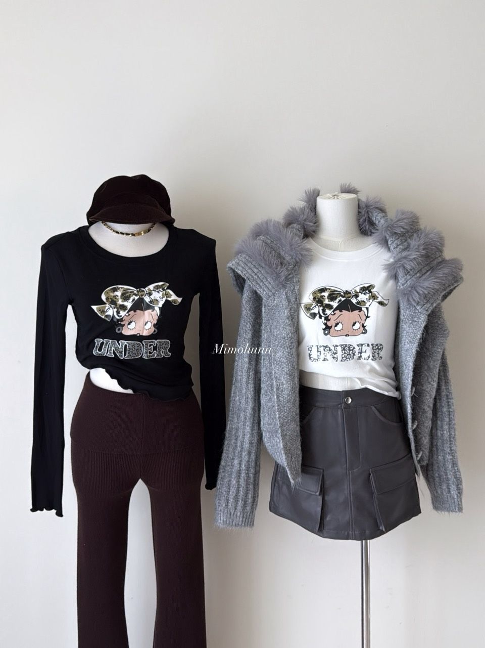 現貨💕蝴蝶結人物彈力內刷毛T