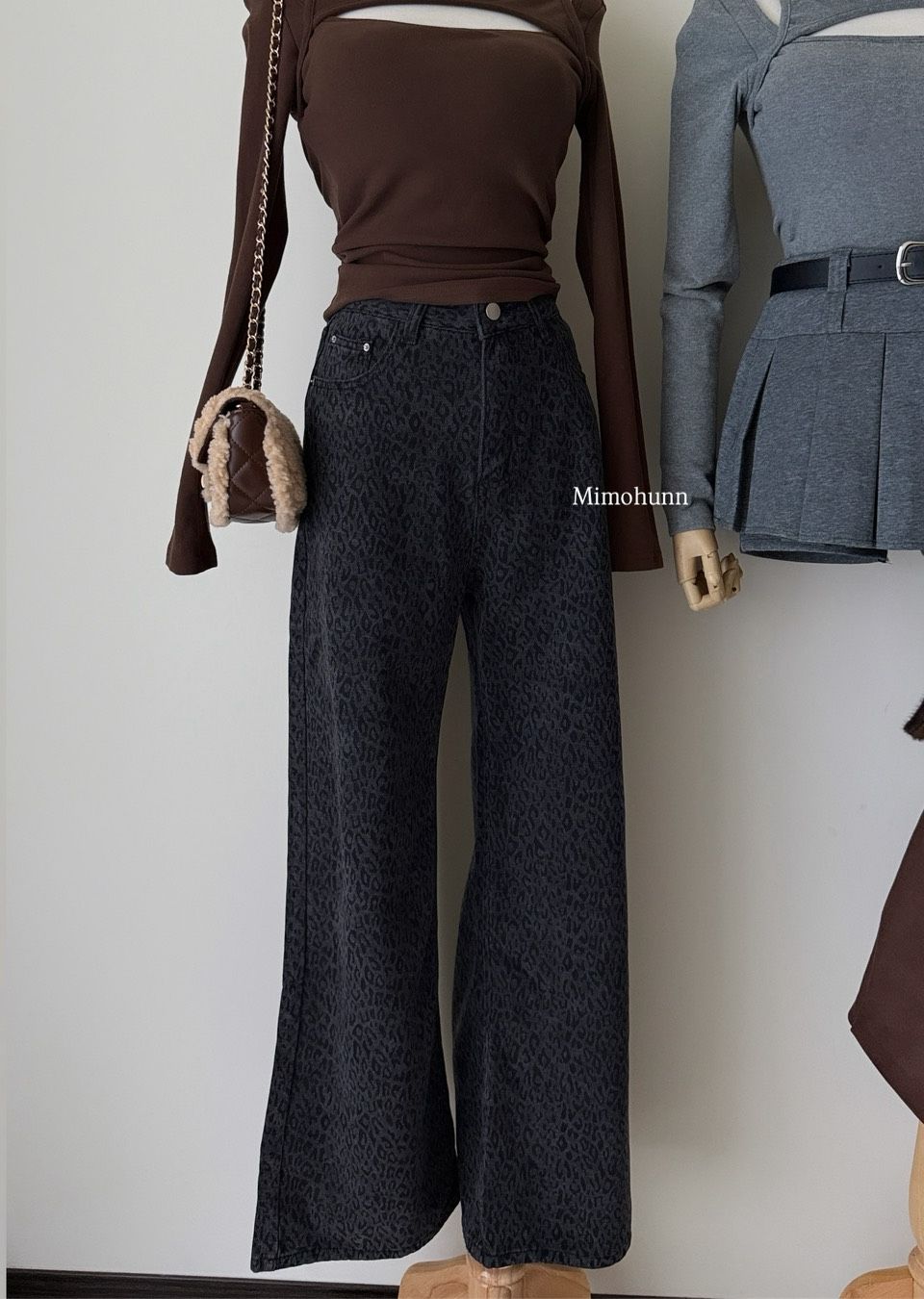 現貨🖤熱賣豹紋牛仔長褲