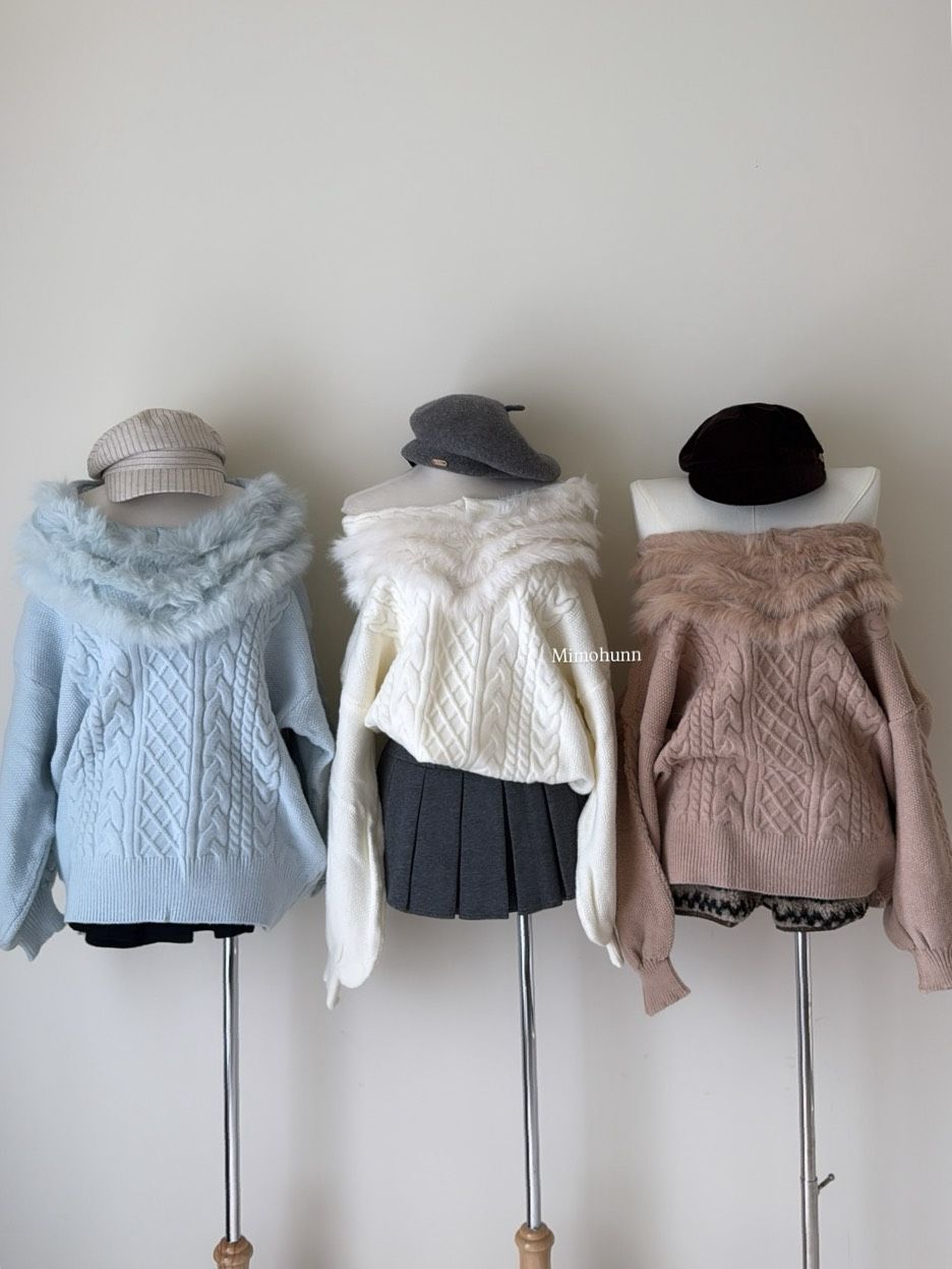 現貨❣️雲朵系毛毛麻花針織上衣