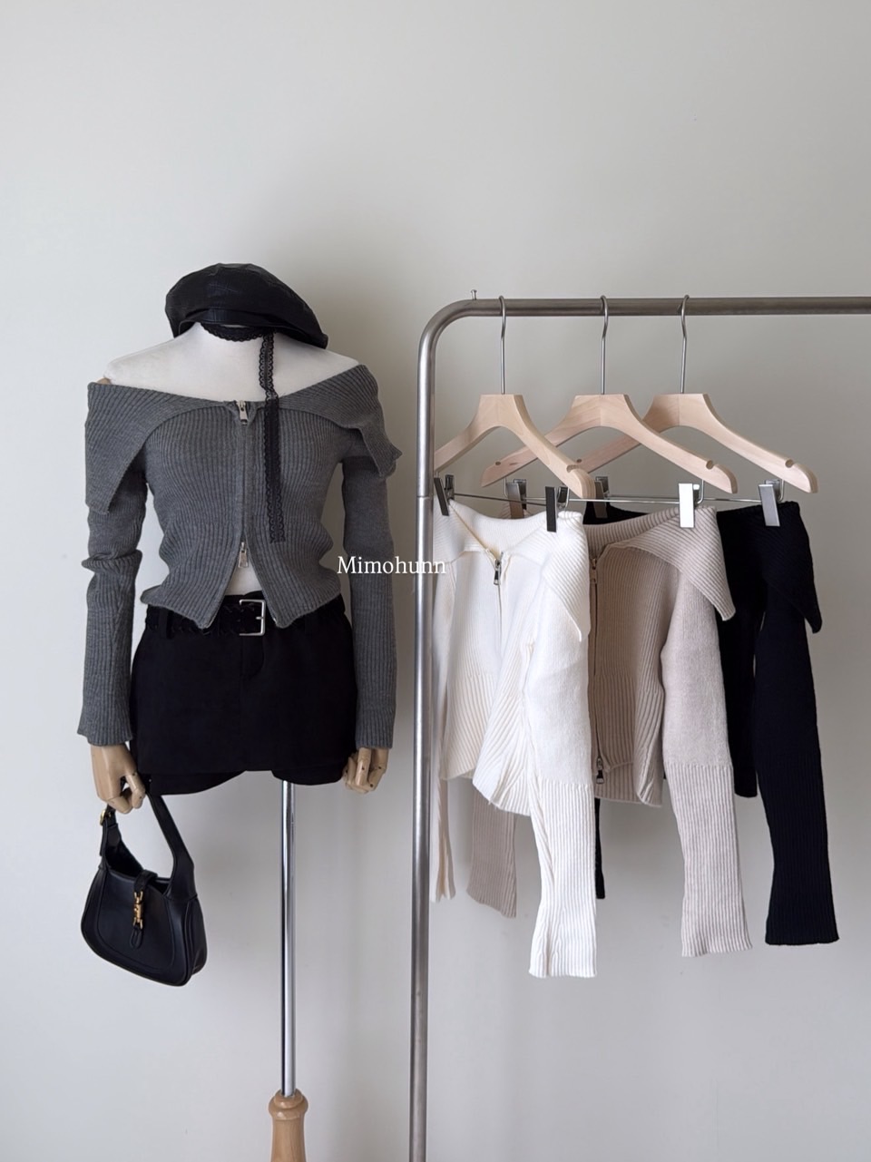 現貨🩶翻邊針織拉鍊上衣