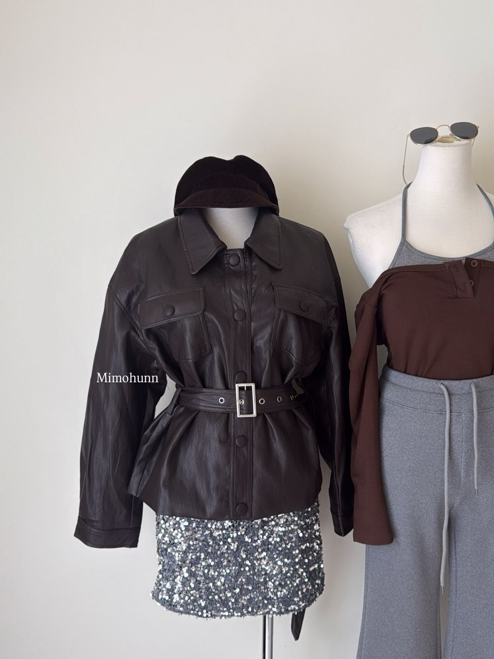 現貨秒出💫高質感皮革外套附腰帶