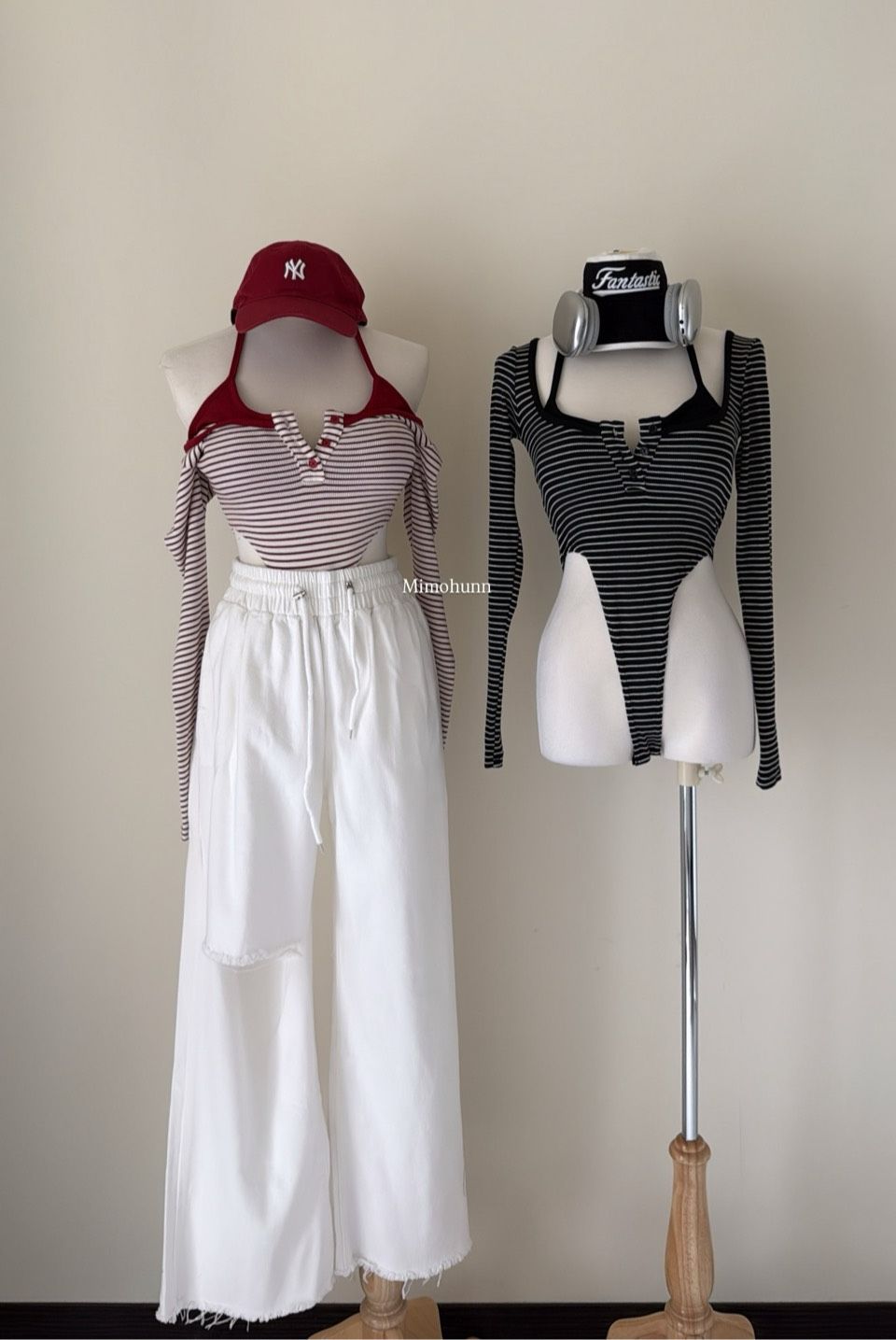 現貨秒出💫假兩件胸墊開岔上衣