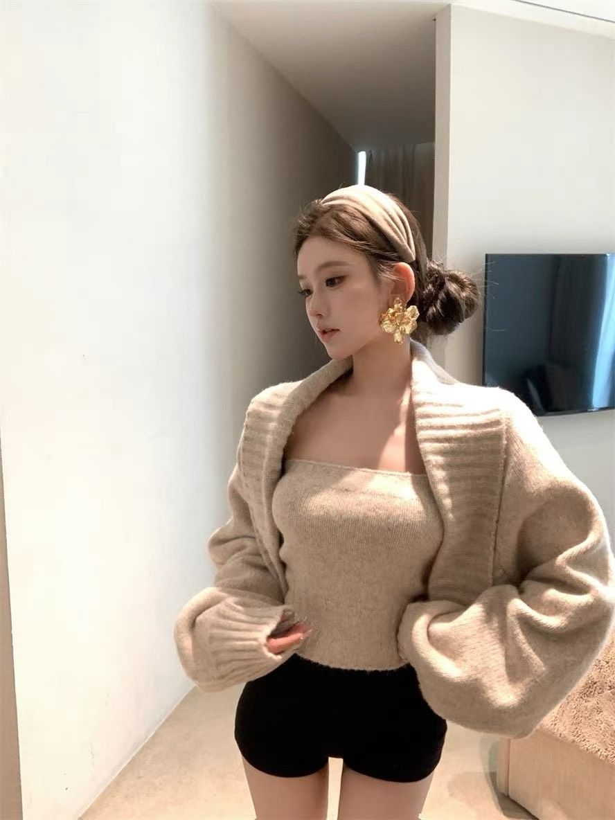 現貨秒出💫杏色抹胸+坎肩