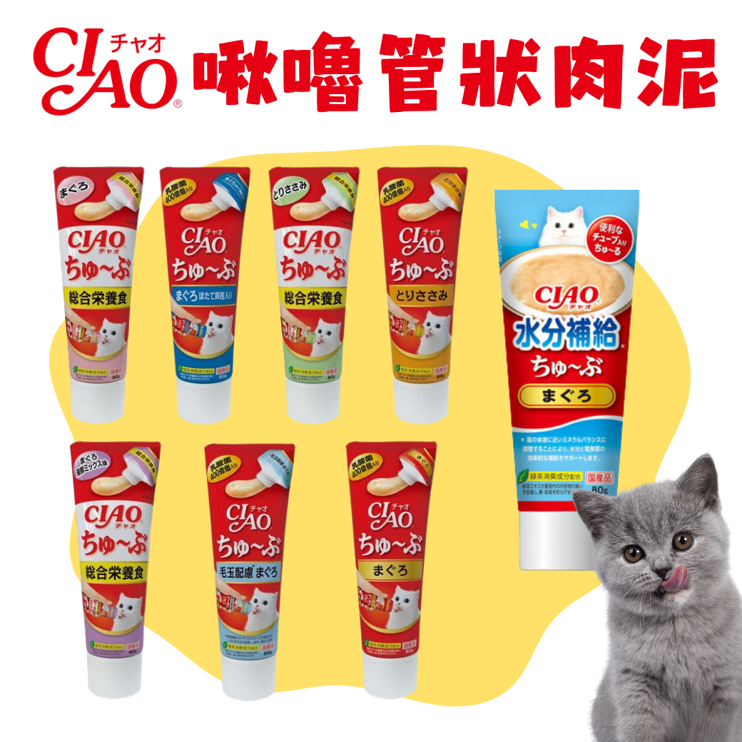 貓貓專屬「CIAO 啾嚕」啾嚕管狀肉泥80g 肉泥膏 貓肉泥 貓咪點心 貓零食 寵物零食