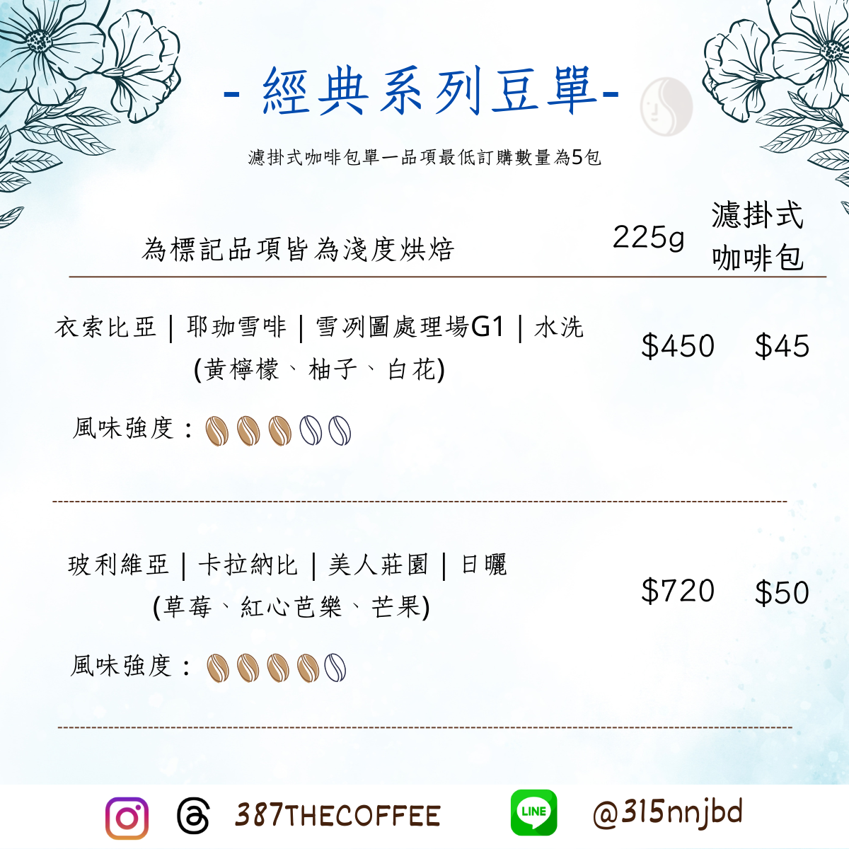 【387 The Coffee】經典系列濾掛式咖啡包｜淺度烘焙｜稀有產區｜10g
