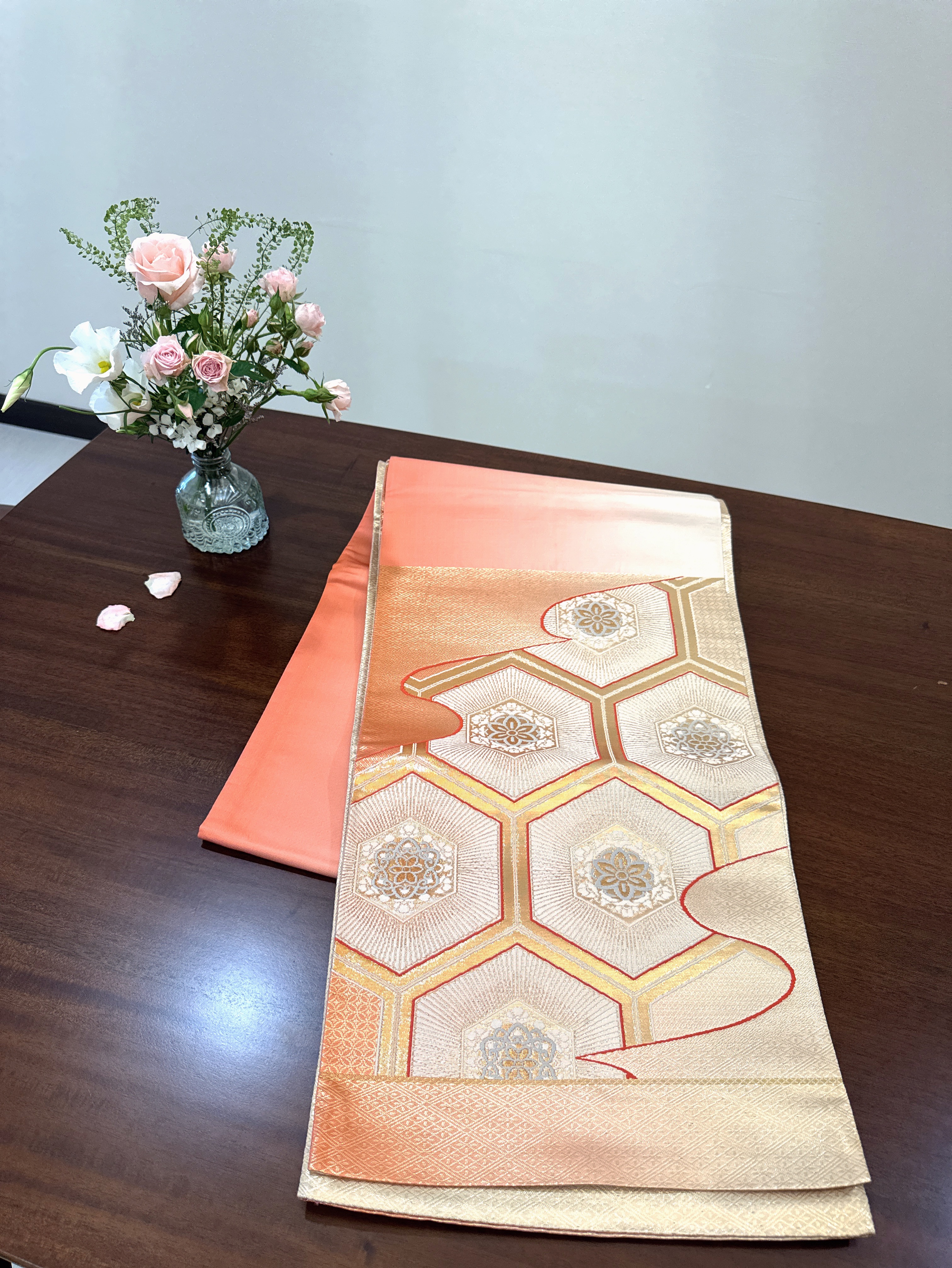 六角花粉金和服腰帶