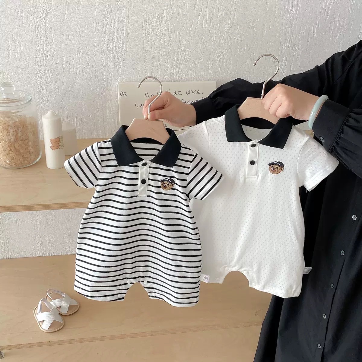 透氣薄polo爬服（雙色）