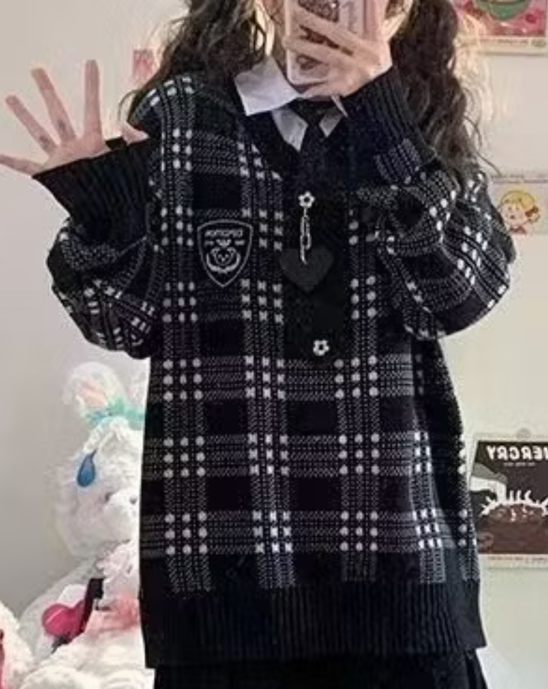 學院風針織上衣 秋冬格子