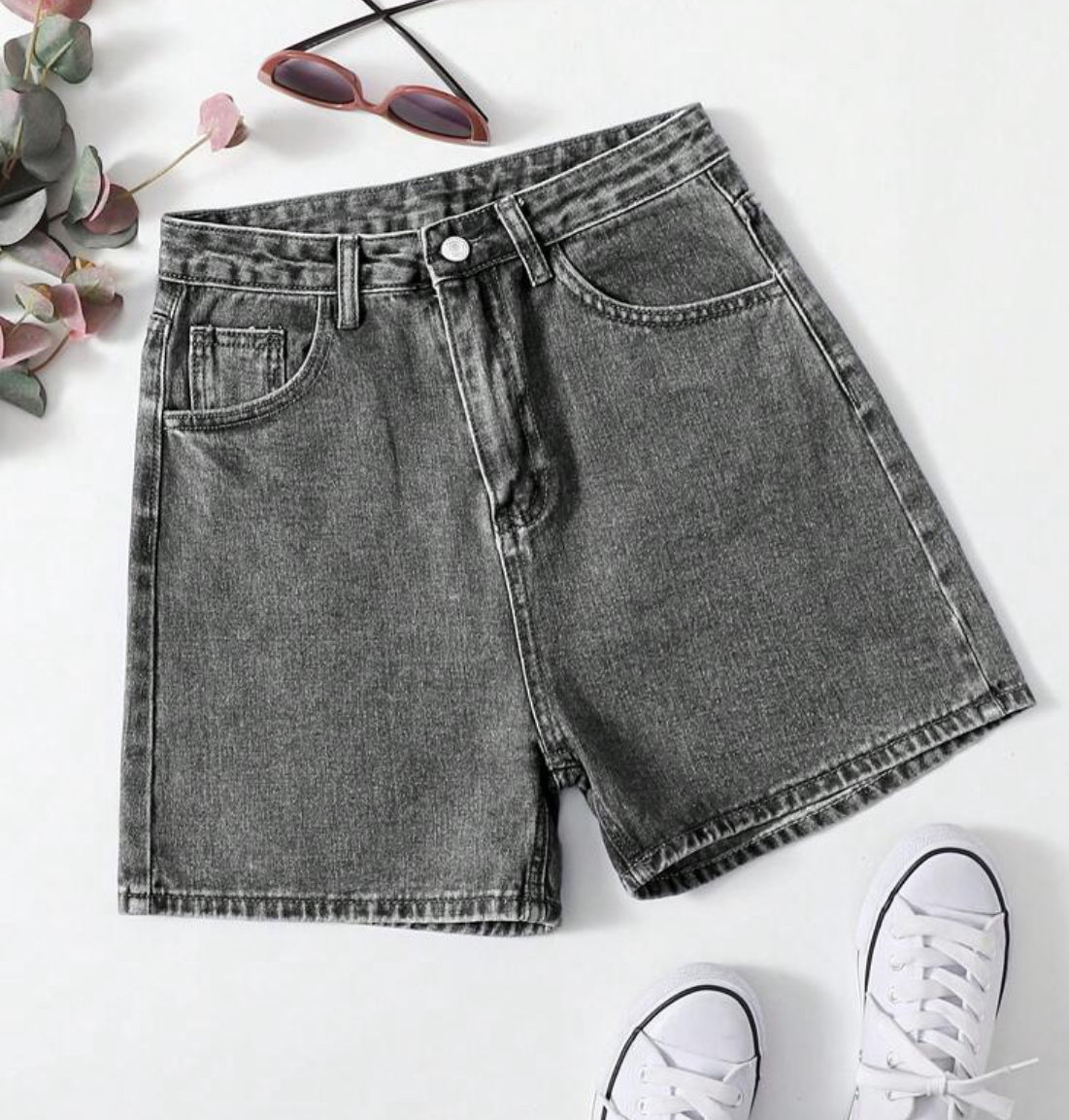 純色休閒牛仔短褲