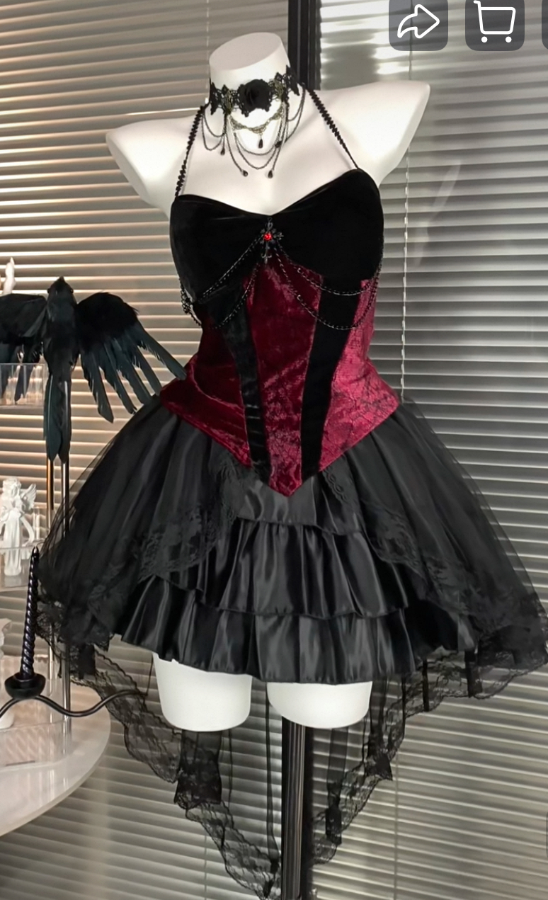辣妹 暗黑 歌德 吸血鬼 惡魔 C0S  裙撐