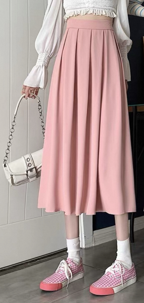 中高腰顯瘦百褶裙