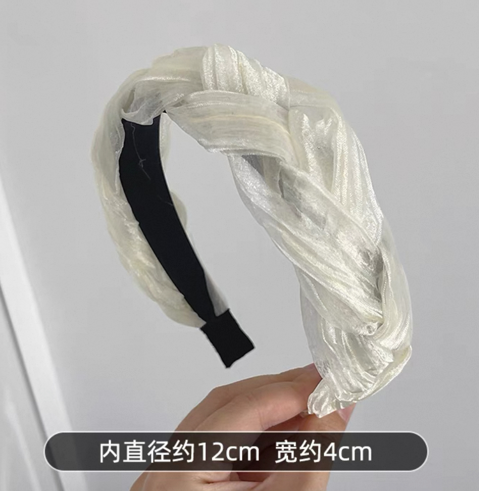 小香風氣質髮箍 簡約白色系麻花辮髮箍