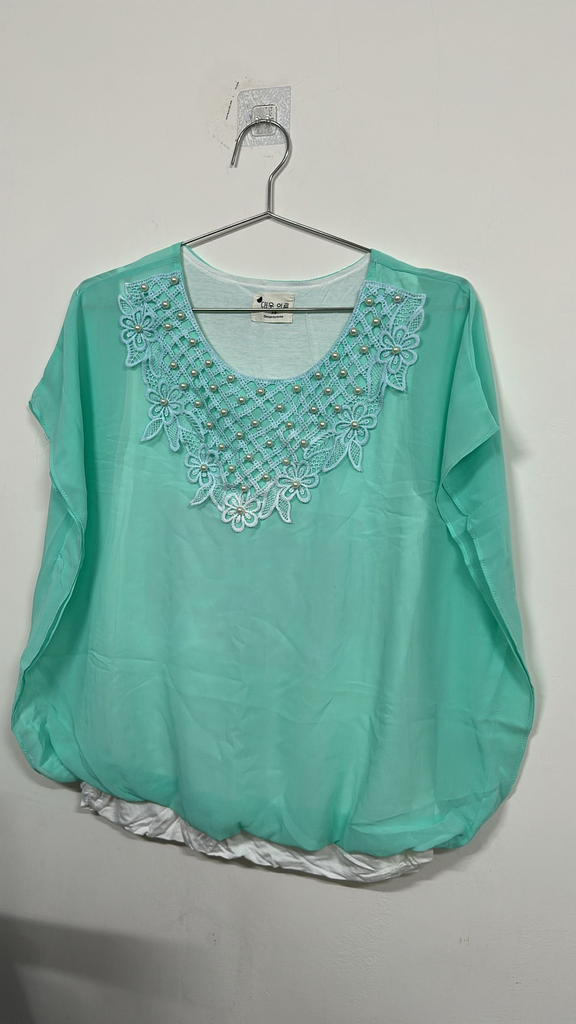 顯瘦遮肉 韓系雪紡 夏季清涼 湖綠色 氣質 無袖