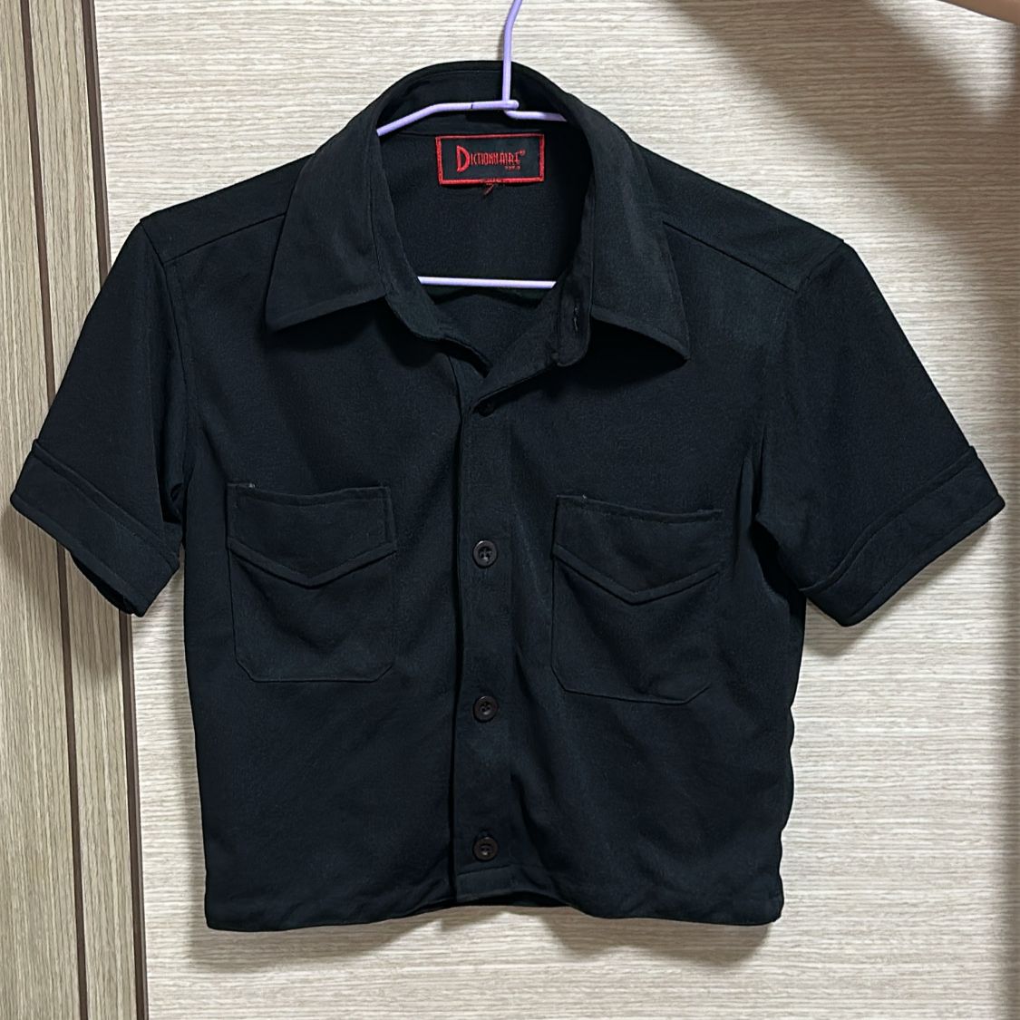 黑色復古POLO短版襯衫 全新