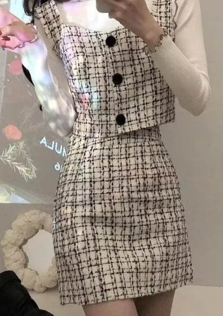 chic 氣質 高級 兩單件套裝 格紋鬼馬系 神仙配色 春秋