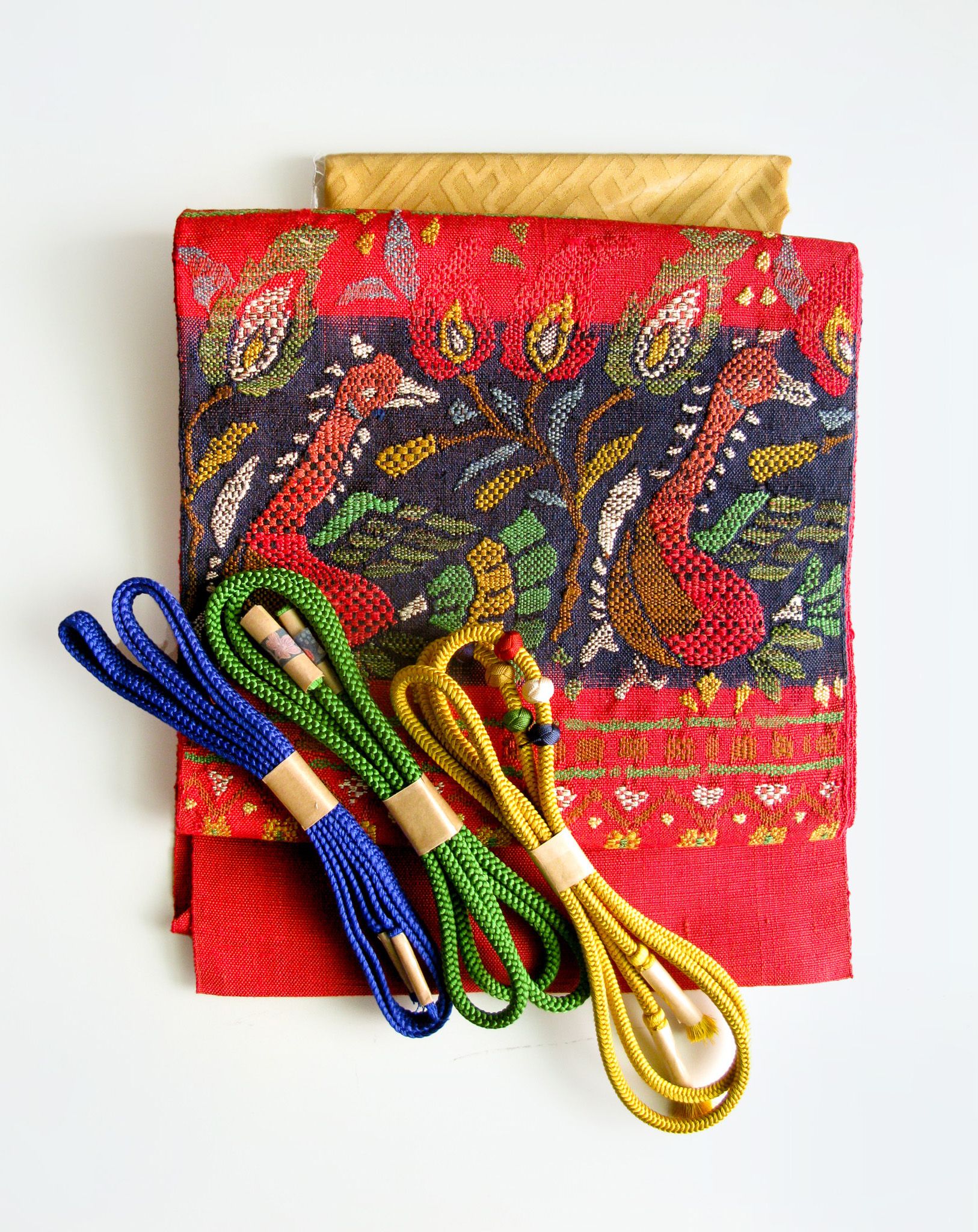 【套組】我家的鵝又跑了 | 名古屋帶 手織紬單帶 [ 春秋冬 長 350 寬31 ]