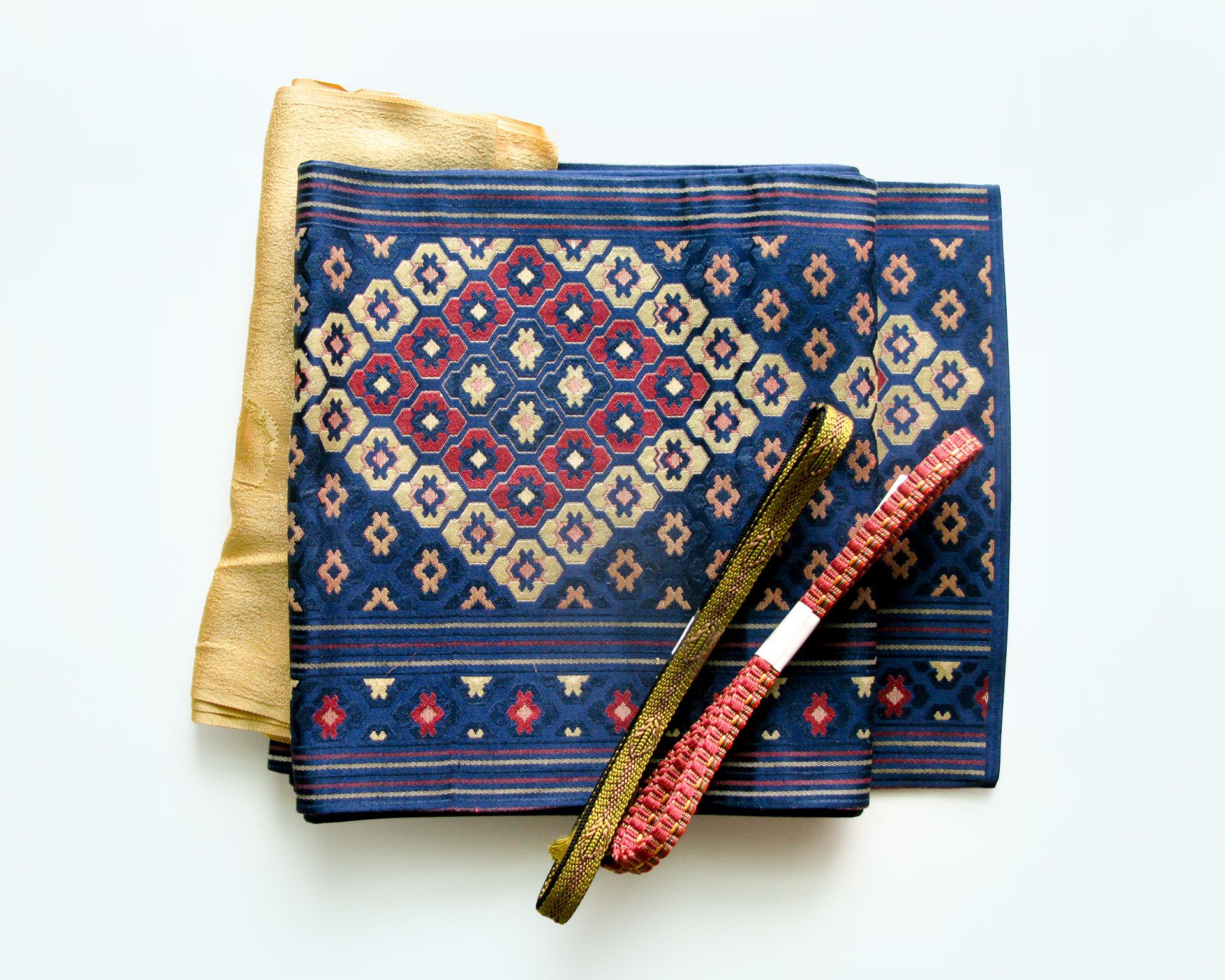 【套組】夜下菱花  | 名古屋帶 [ 正絹 長354 / 寬30.5 ]