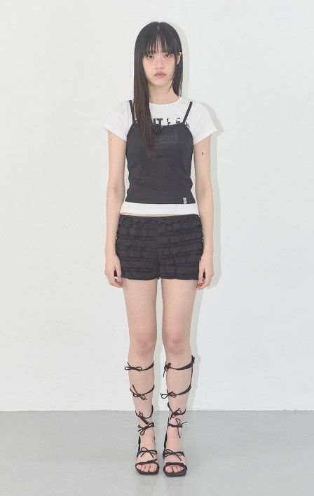 3-WAY LETTERING CORSAGE TEE 兩件組（兩色）