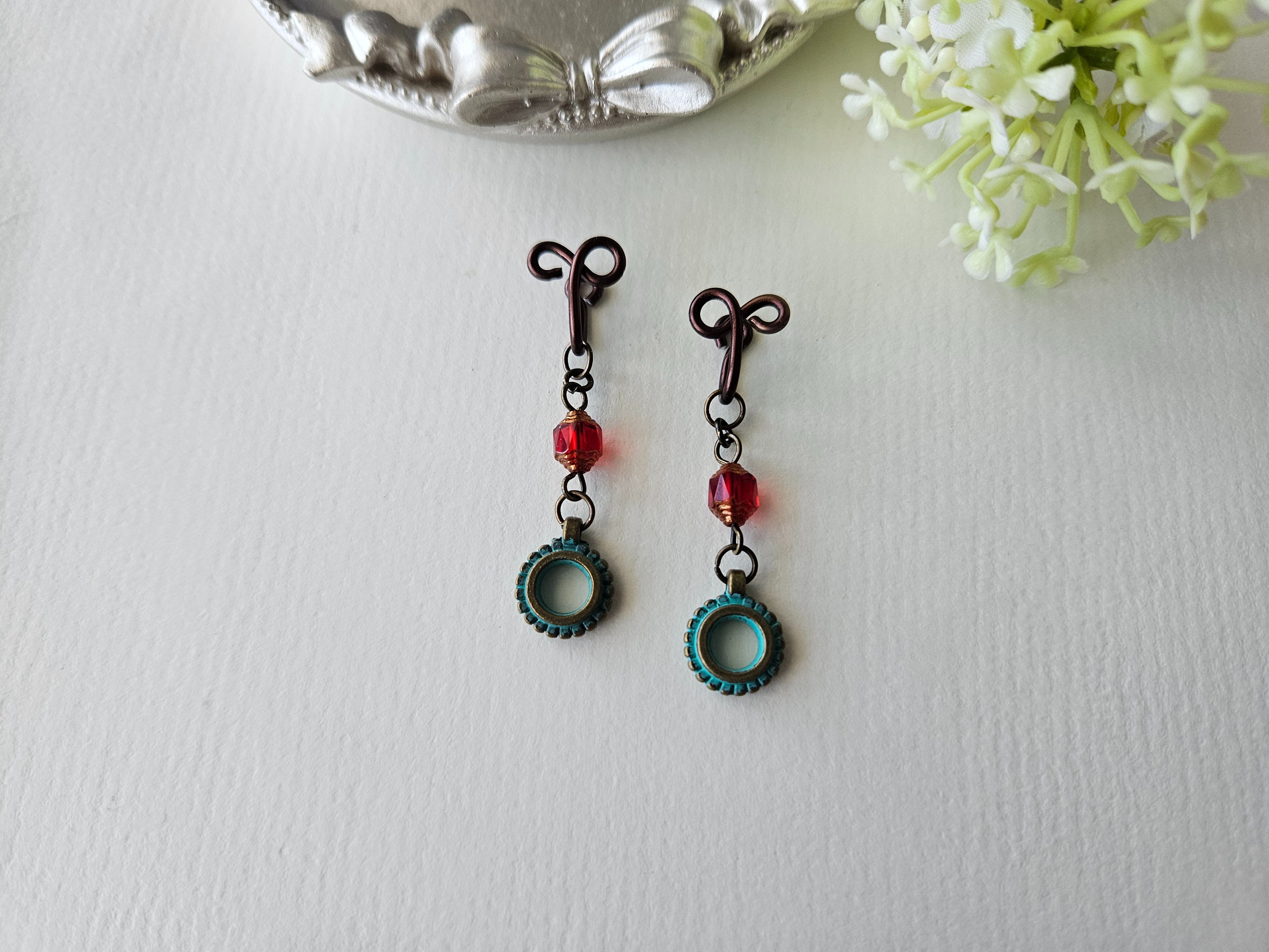 【輪轉】紅珠珠~無痛耳夾、夾式耳環、耳鉤~