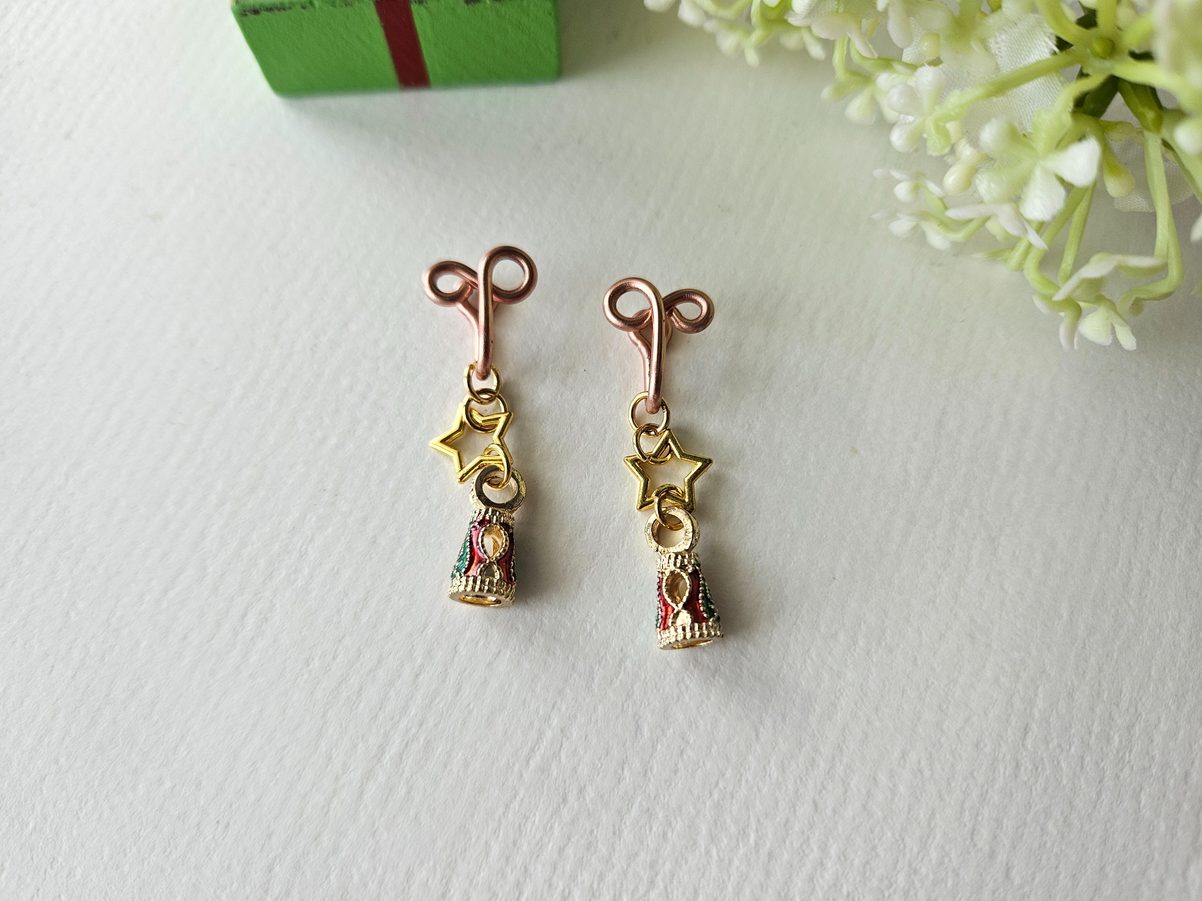 【星星下的聖誕樹】華麗款~無痛耳夾、夾式耳環、耳鉤